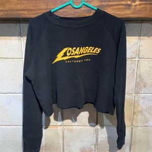 Long sleeve black Los Angeles cropped T-shirt.  One Size.